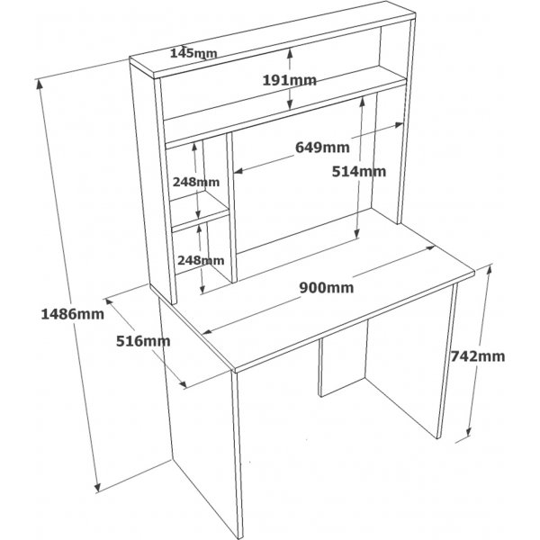 Bernt skrivebord 148,6 x 90 cm - Furu/antrasitt
