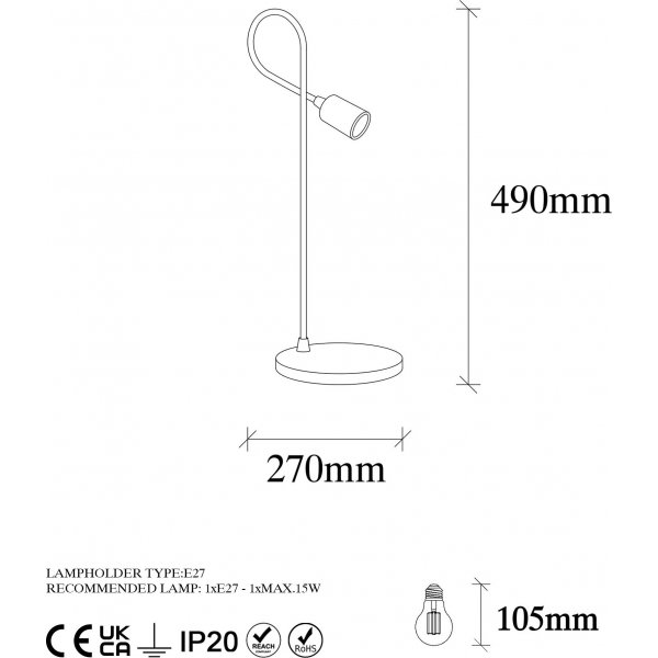 Viral bordlampe - Svart