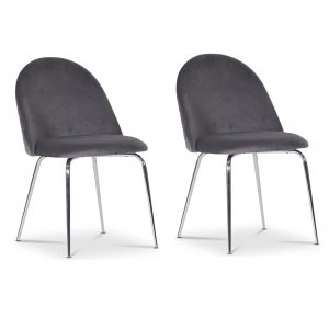 Plaza velvet stol - Grå / Krom Plaza velvet stol - Grå / Krom