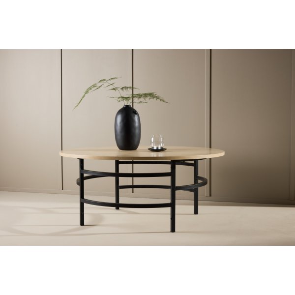 Copenhagen sofabord Ø100 cm - Whitewash/sort Copenhagen sofabord Ø100 cm - Whitewash/sort