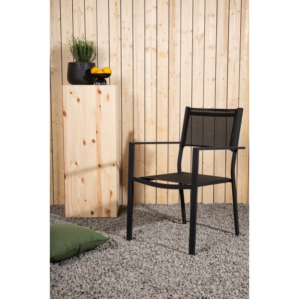 Spisegruppe: 6 stoler og spisebord 205 x 90 cm svart/naturfarget - Copacabana