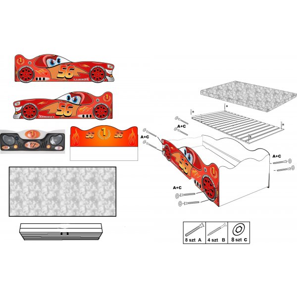 Zigzak racing bil barneseng - 80x160 cm Zigzak racing bil barneseng - 80x160 cm