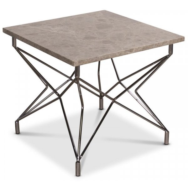 Cliff sofabord 55 x 55 cm - Beige marmor / Krom