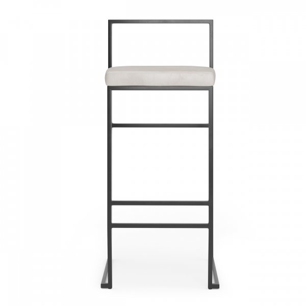 Aston barstol - Grbeige flyel / svart + Tekstilrens for mbler