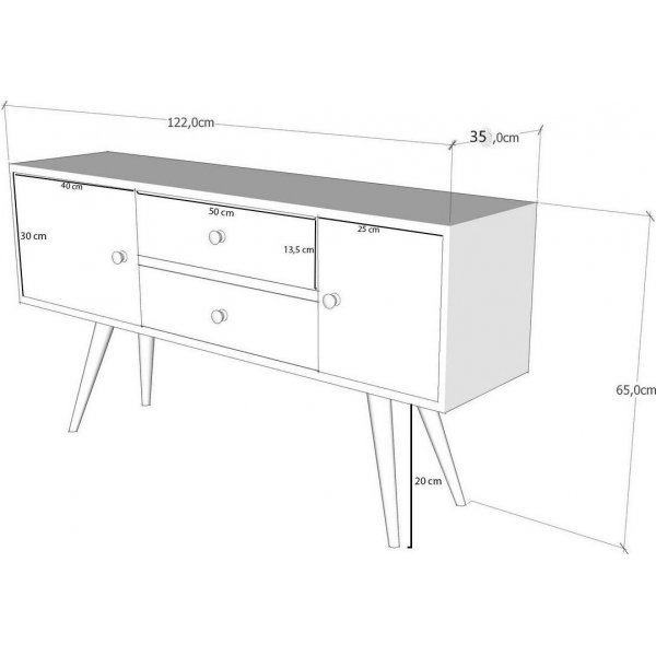 Odense mediebenk - Hvit/valn�tt