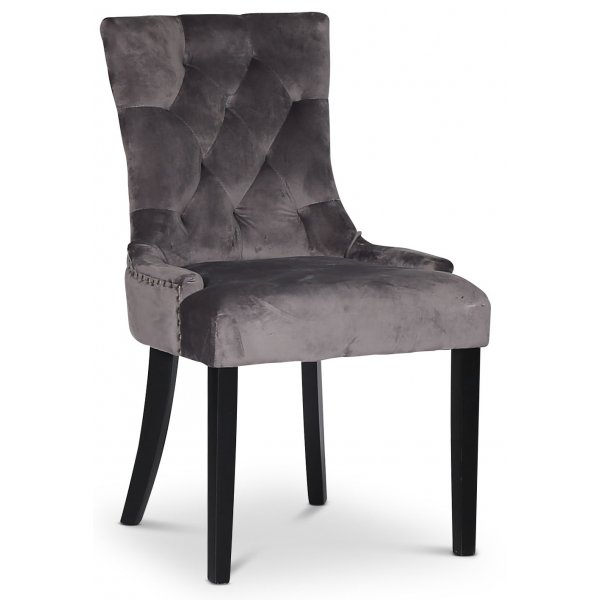 Cleopatra spisestol (Rygghåndtak) - Grå Fløyel | svarte ben Cleopatra spisestol (Rygghåndtak) - Grå Fløyel | svarte ben