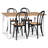 Fårö spisegruppe; spisebord 140x90 cm - Hvit / oljet eik med 4 stk Danderyd No.18 stoler Svart