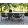 Oxford utendrs spisegruppe: grtt/hvitt bord 220 cm, inkludert 6 stk. Lincoln stablebare karmstoler gr/beige