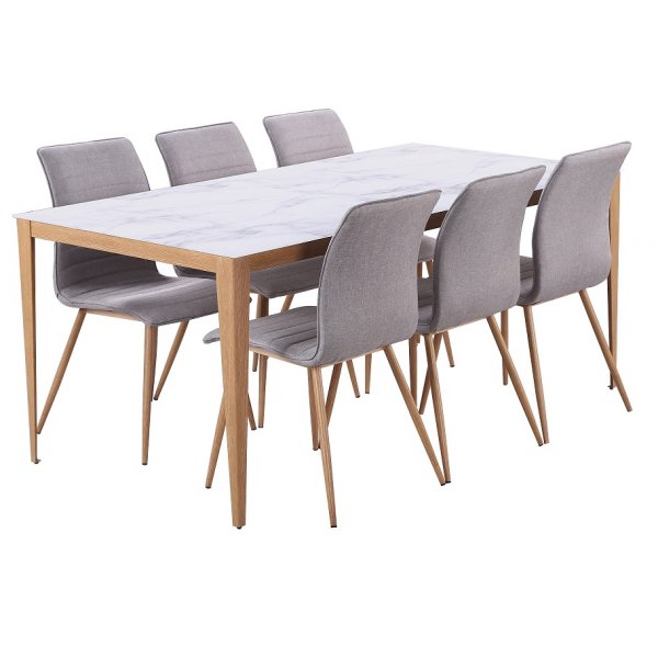 Quick spisebord 180 cm - Marmorimitasjon/eikefolie