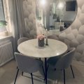 Kundebilde Art rundt spisebord 110 cm - Marmorert glass / Svart