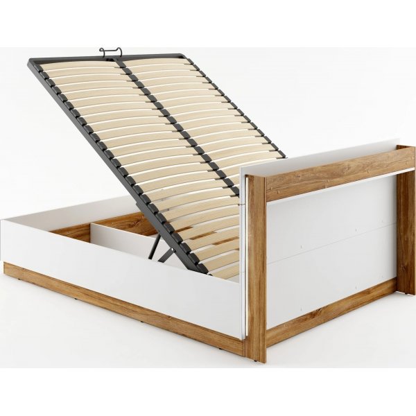 Dentro 140 x 200 cm seng med oppbevaring - Hvit/stirling eik Dentro 140 x 200 cm seng med oppbevaring - Hvit/stirling eik