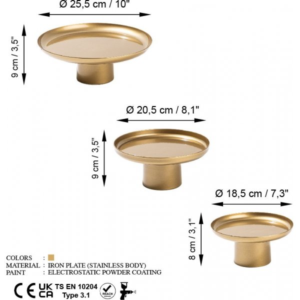 Nisiros dekorativt fat - Gull Nisiros dekorativt fat - Gull