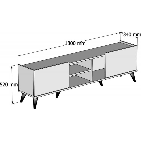 Elegant mediebenk - Valnøtt/svart Elegant mediebenk - Valnøtt/svart