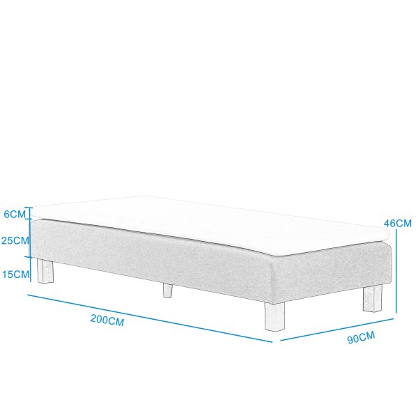 Somnia Familieseng 90x200 cm, enkeltseng med madrassbelegg - Grå Somnia Familieseng 90x200 cm, enkeltseng med madrassbelegg - Grå