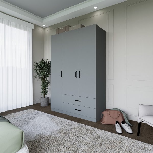 Yaman garderobe 120 x 45 x 180 cm - Grå Yaman garderobe 120 x 45 x 180 cm - Grå