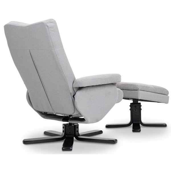 Duva recliner lenestol med fotskammel - Grtt stoff