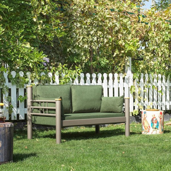 Kappis 2-seters utesofa - Brun/grnn + Tekstilrens for mbler