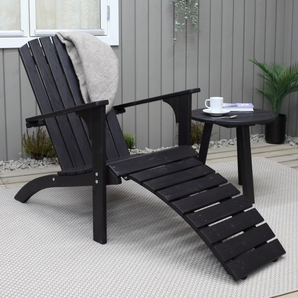 Kungshamn fluktstol med fotstøtte - Sort Kungshamn fluktstol med fotstøtte - Sort