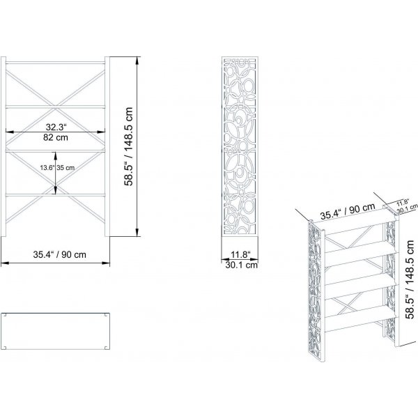 Lidya bokhylle - Hvit/svart