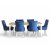 Dalsland spisegruppe: Spisebord i hvit/eik med 6 stk Tuva stoler i bl flyel