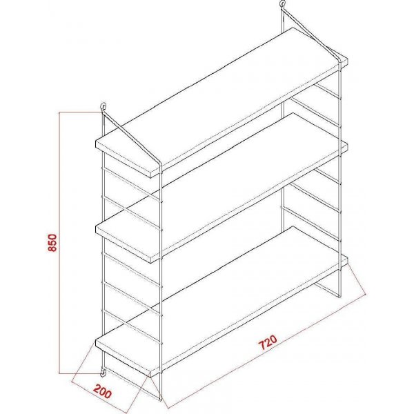 Armoni vegghylle med 3-plan - Hvit