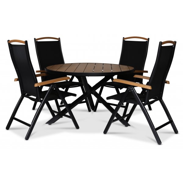 Ekenäs rundt spisebord Ø120 - Svart/Eik polywood Ekenäs rundt spisebord Ø120 - Svart/Eik polywood