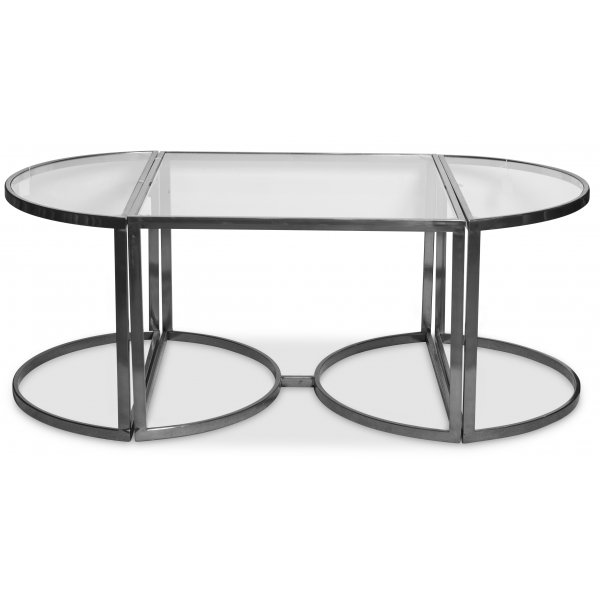 Prins deluxe salongbord 3-deler - SlvSlv/Glass + Mbelftter