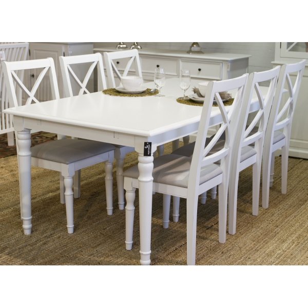 Nomi spisebord 180x100 cm - Antikkhvit + 4.00 x Stolpute