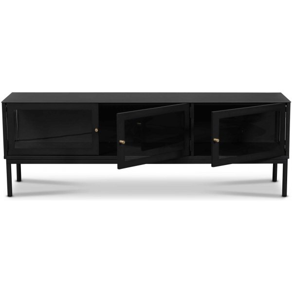 Cliff mediabenk i metall - Svart / Klarglass