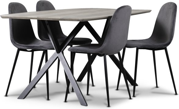 Smokey Spisegruppe, spisebord med 4 stk Carisma flyelsstoler - Gr