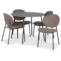 Tofta spisegruppe Ø100 cm bord i betongimitasjon + 4 stk Tofta brune stoler Tofta spisegruppe Ø100 cm bord i betongimitasjon + 4 stk Tofta brune stoler
