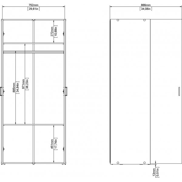 Romgarderobe med 2 dører - Hvit Romgarderobe med 2 dører - Hvit