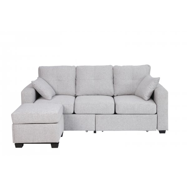 Davis sovesofa - lysegrått stoff | Med oppbevaring Davis sovesofa - lysegrått stoff | Med oppbevaring