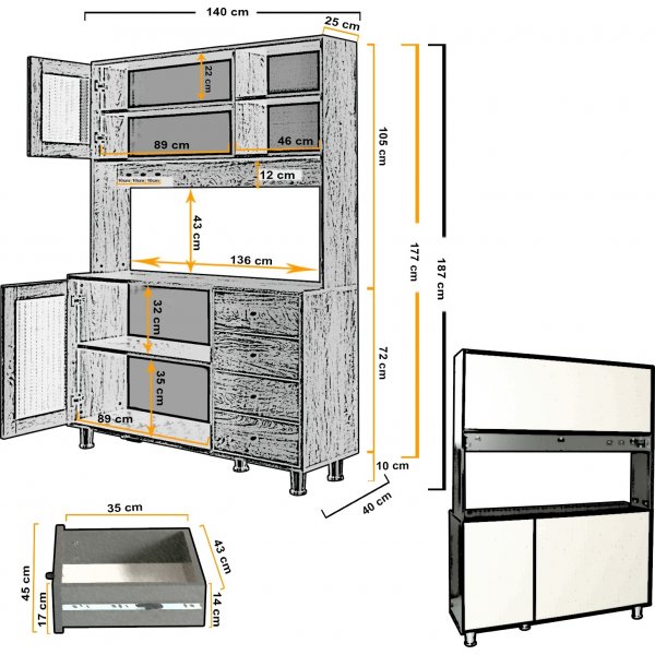 Grano skap 140 cm - Kaukasisk eik Grano skap 140 cm - Kaukasisk eik