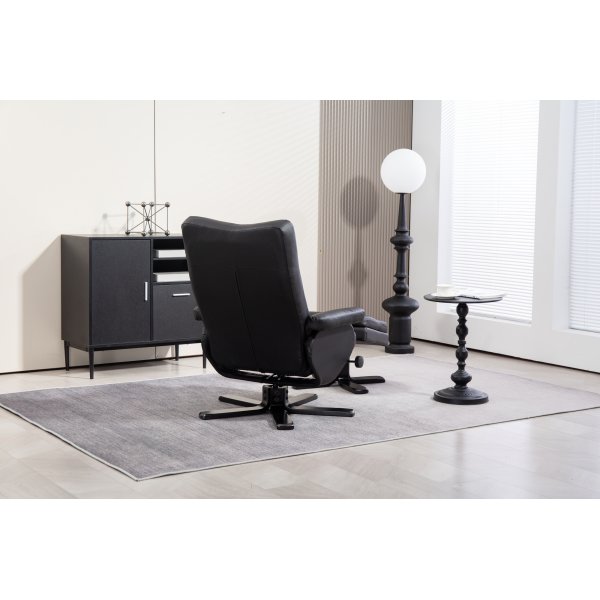 Duvns reclinerlenestol med fotskammel - Svart PU