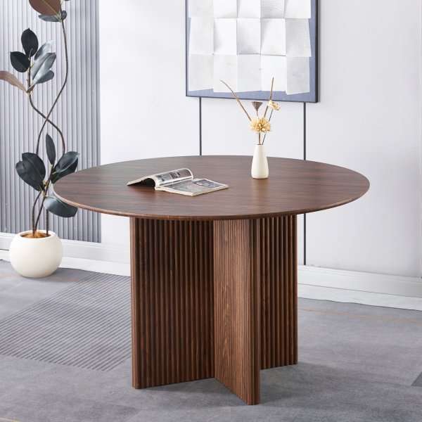 Crossby rundt spisebord Ø120 cm - Mørk brunbeiset eik Crossby rundt spisebord Ø120 cm - Mørk brunbeiset eik