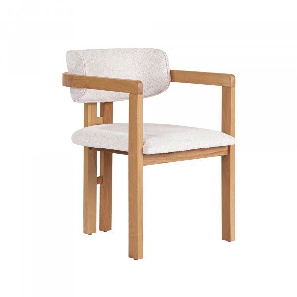 Lenestol Torpin i hvit chenille og eik Lenestol Torpin i hvit chenille og eik