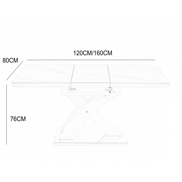 Ingrid spisebord uttrekkbart 120-160 cm - Hvit marmor Ingrid spisebord uttrekkbart 120-160 cm - Hvit marmor