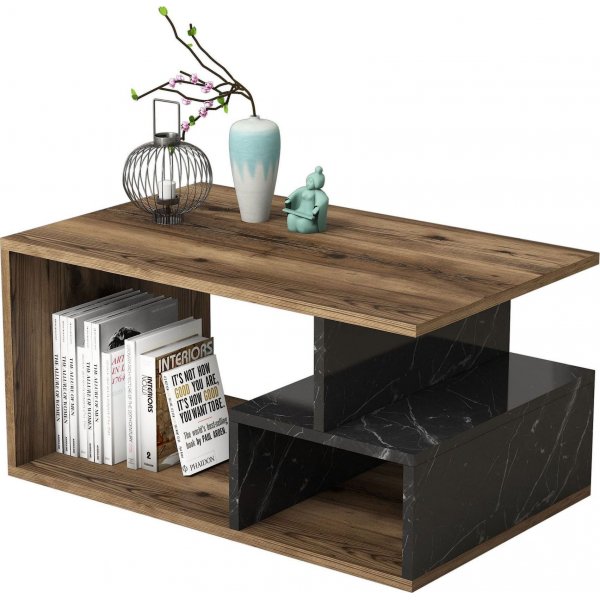 Arte salongbord - Mørk valnøtt/svart marmor + Møbelrengjøring Arte salongbord - Mørk valnøtt/svart marmor + Møbelrengjøring