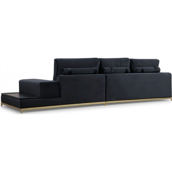 Line 4-seters sofa med sidebord - Svart