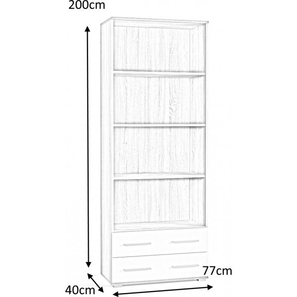 Bokhylle Abdel - Hvit/eik
