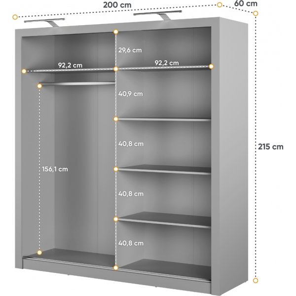 Einar garderobe 16 med LED-belysning - Gr�