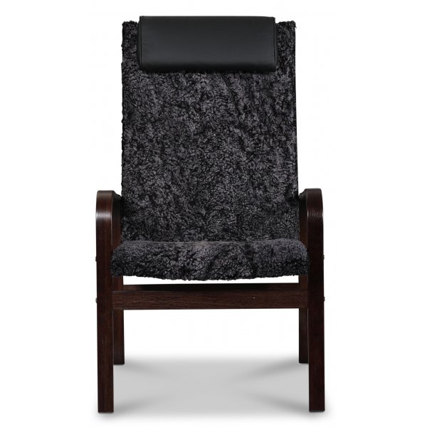 Fushion lenestol i saueskinn scandinavian dark grey - Mrk valntt