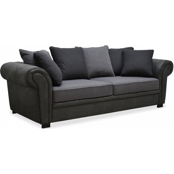 Delux 3-seters sofa med konvoluttputer - Gr/Antrasitt/Vintage