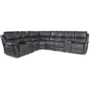 Enjoy recliner-hjrnesofa - 6-seter (el) i grtt kunstskinn