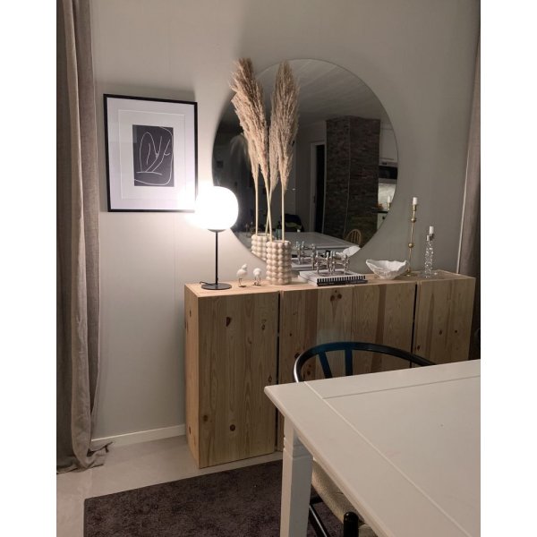 Bordlampe Rille - Svart/opalhvit