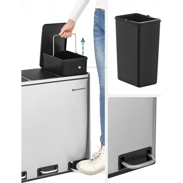 Daloa avfallsbeholder 54 l - Slv/sort