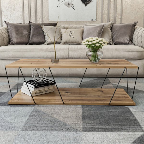 Labranda salongbord - Furu/svart + Mbelftter