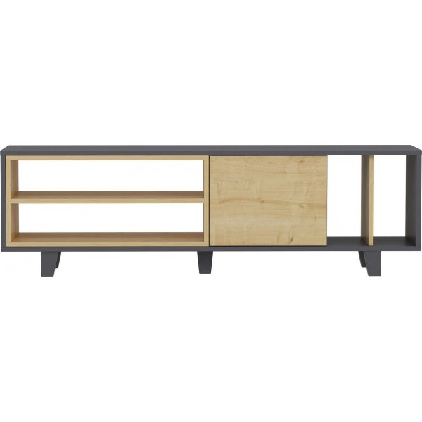 Rosmar mediebenk - Antrasitt/eik