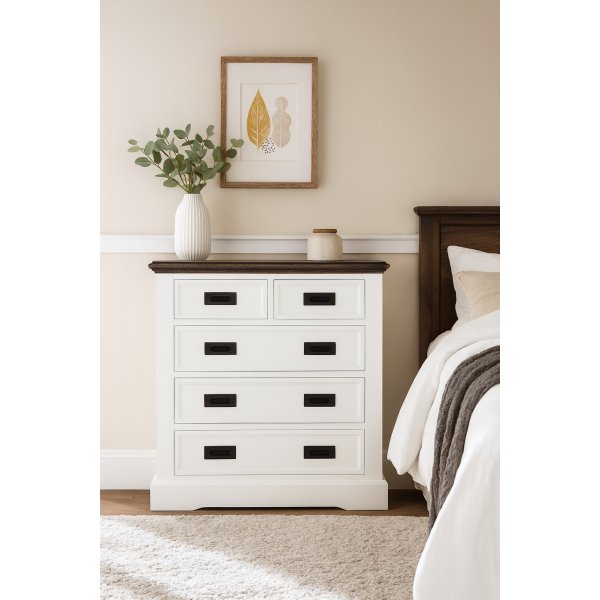 Kommode 85 cm bred Hvit/gråbrun - Knight + Tekstilpleie for møbler Kommode 85 cm bred Hvit/gråbrun - Knight + Tekstilpleie for møbler